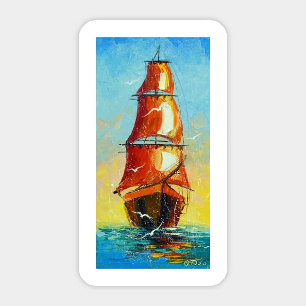 Scarlet sails Sticker by OLHADARCHUKART